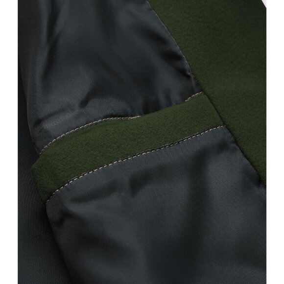 Men's Green Classic Wool Blend Single-Breasted Trench Coat Mid-Length Overcoat - Picture 3 of 6